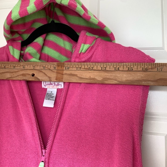 Quaker Factory Sweater Vest Womens M Sequined Strawberry Garden Flower Knit Hood - Picture 12 of 13